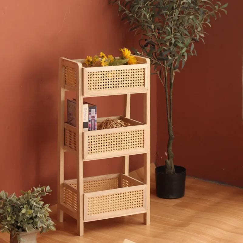 Supports de Rangement en Bois Étagères à 3 niveaux Organisateurs Étagères de Rangement pour Chambre Accessoires d'Organisation pour Salon