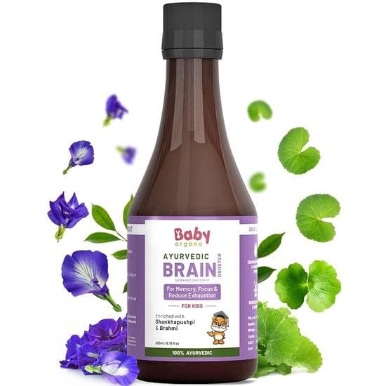 Sirop Booster Cérébral Shankhpushpi & Brahmi BabyOrgano pour Enfants (5-15 ans) – Tonique Ayurvédique pour Améliorer la Mémoire, la