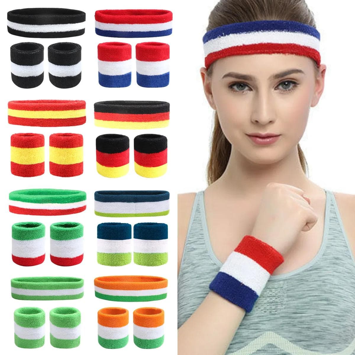 Lot de 3 bandeaux de transpiration pour homme et femme, élastiques et respirants, pour le yoga et la course à pied