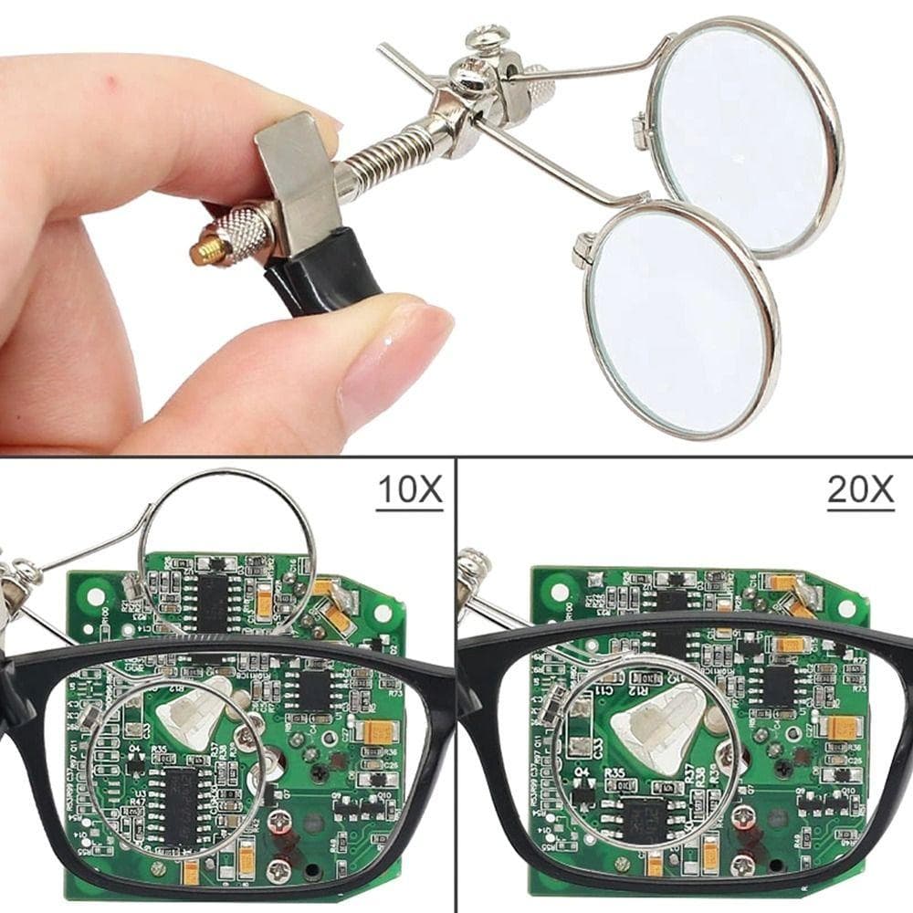 Clip de Lunettes Professionnel Loupe à Double Lentille Rotative Diamètre 25 mm Clip en Acier Inoxydable Loupe Pour Horlogers indigo