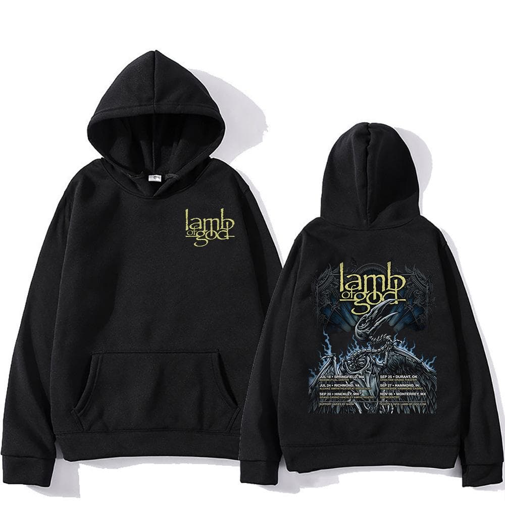 Sweats à capuche Lamb of God Tour 2025 Groupe de rock Streetwear Survêtement Unisexe Mode Sweat-shirts Rétro Pull Harajuku cm blanc
