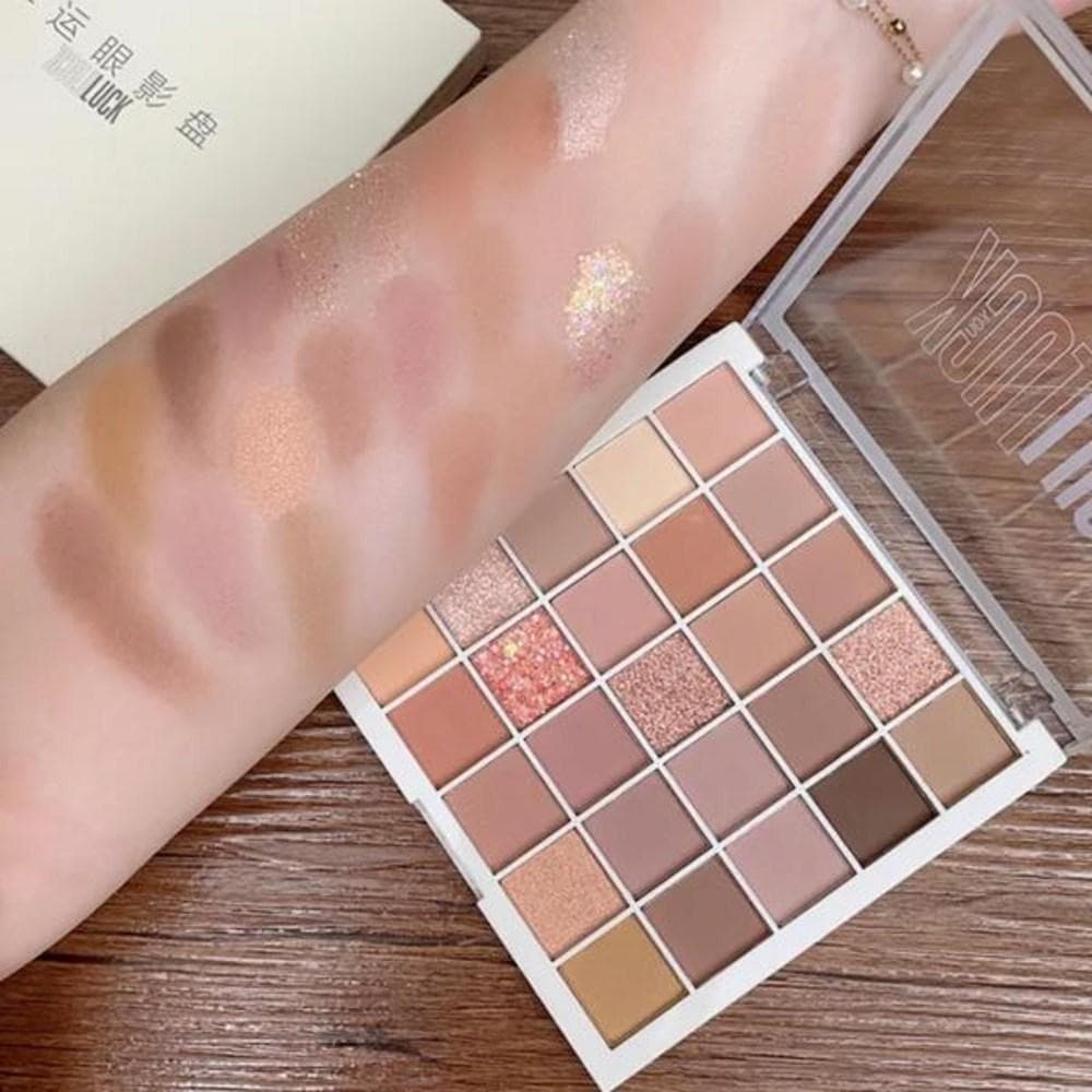 Palette de fards à paupières scintillants, paillettes, ton terre, nacré, texture mate, maquillage longue tenue, 25 couleurs, 05, 1 pièce