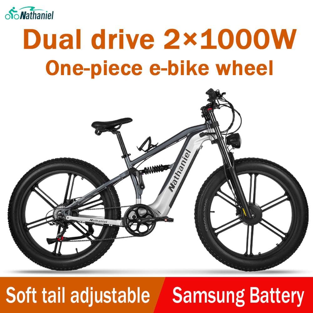 Vélo électrique Nathaniel SYR09 double moteur 2000W, roue intégrée pneu épais 26 * 4.0, 48V20Ah, 55KM/H, vélo électrique de sport tout-terrain