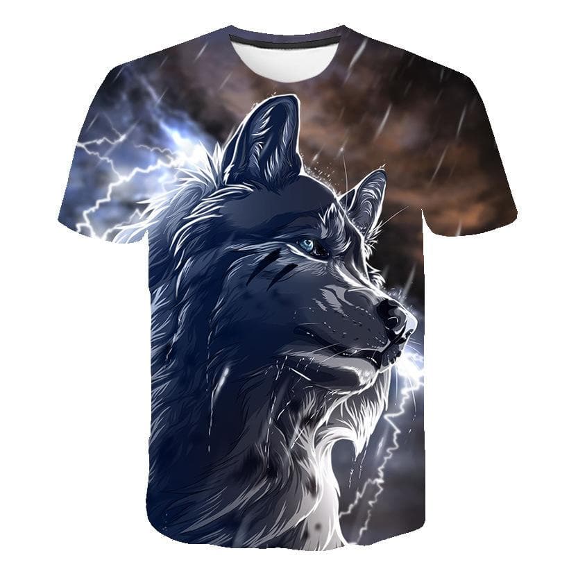 T-shirt ample à manches courtes pour hommes, impression numérique loup 3D, T-shirts surdimensionnés cm