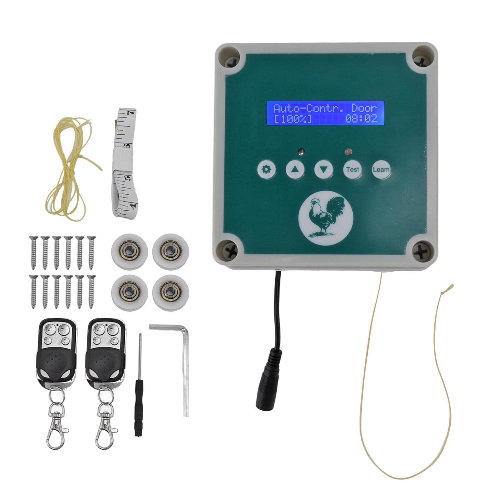 Contrôleur de porte de poulailler automatique IP44 Minuterie Détection de lumière Télécommande Porte de poulailler