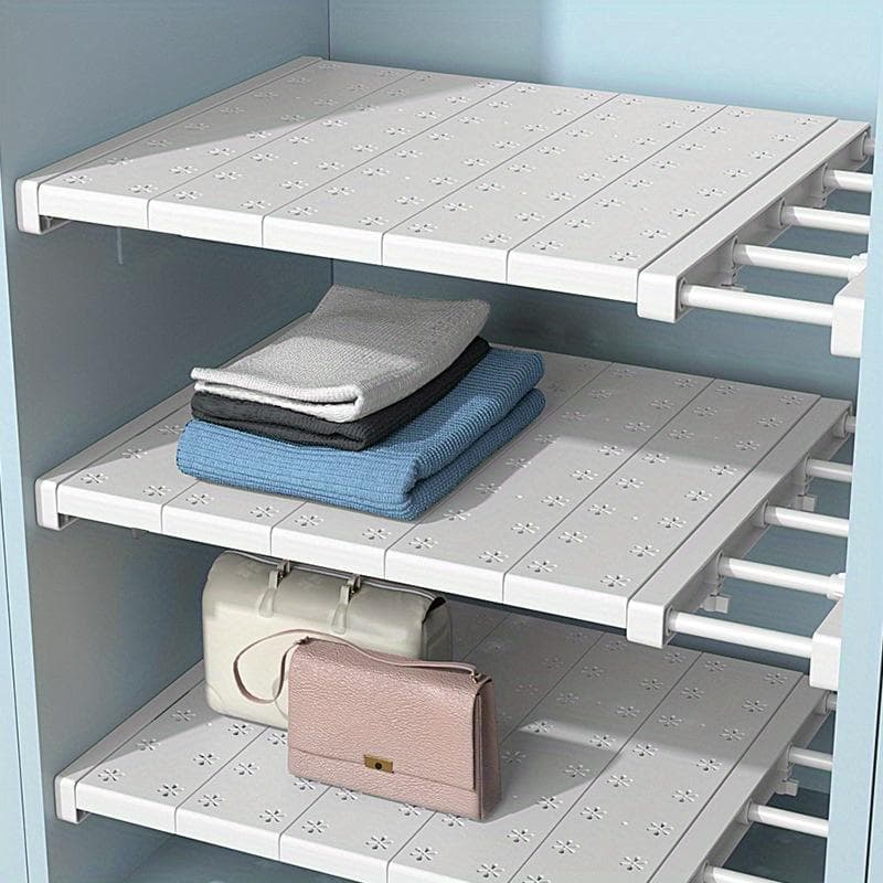 1 étagère de séparation, étagère extensible, organisateur d'armoire, étagère de rangement réglable, séparateur d'étagère de tension pour