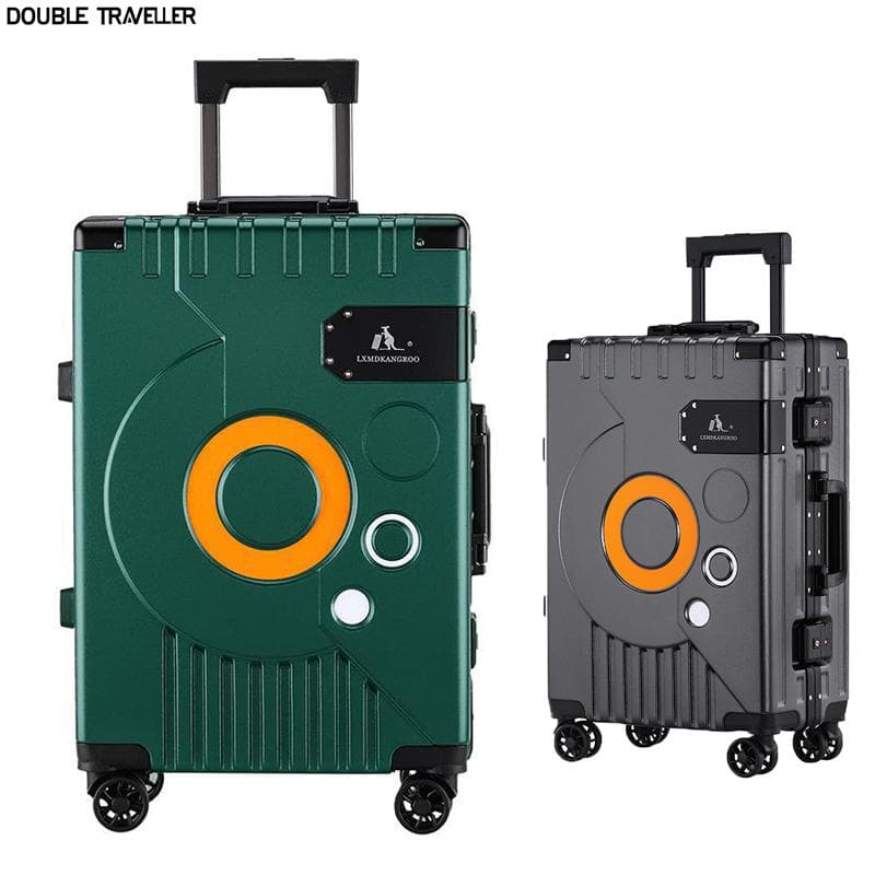 Nouveau cadre en aluminium bagages voyage mode boîtier de chariot roue universelle technologie bagages luxe 20 ''bagage cabine valise gris