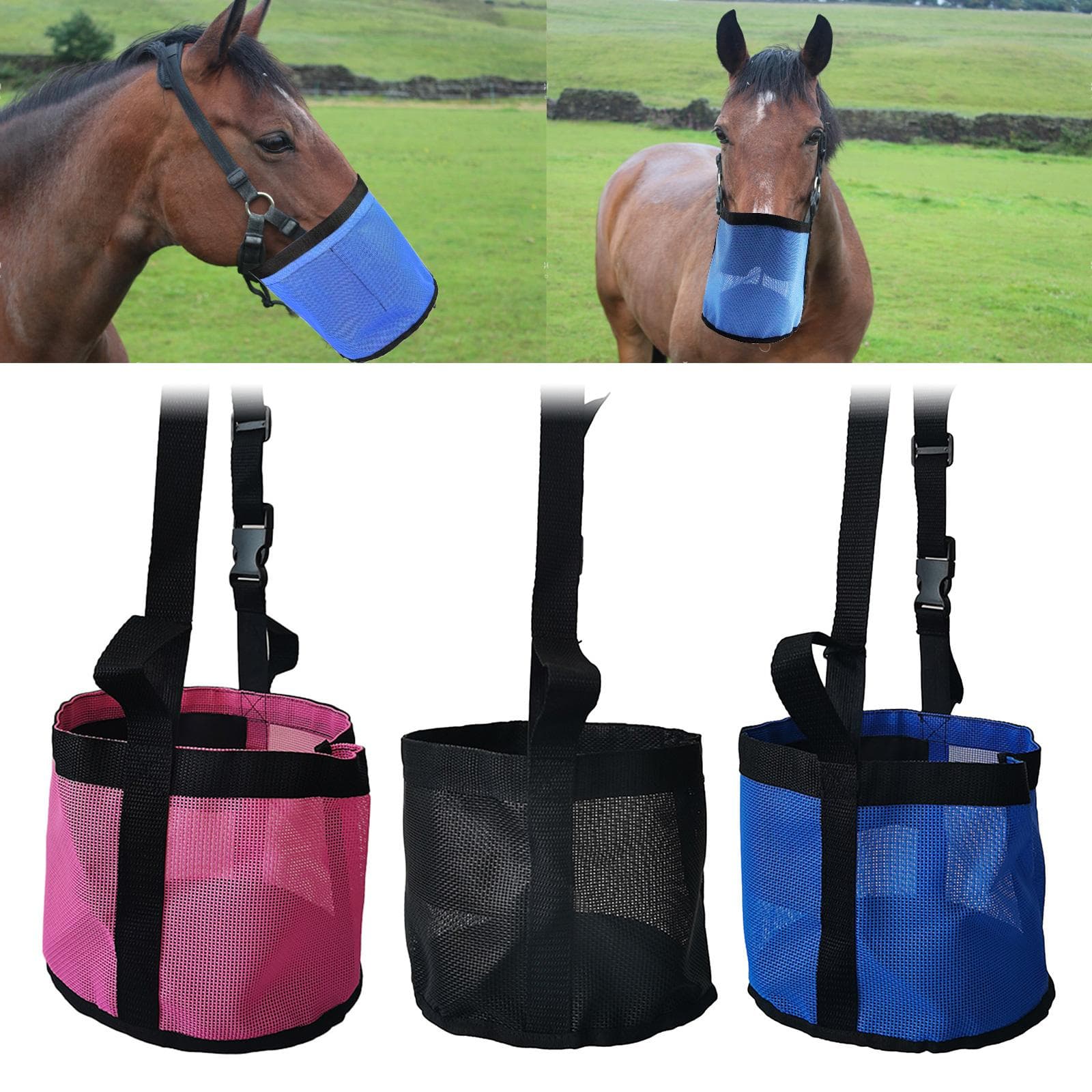 Sac à nourriture pour cheval Seau d'alimentation pour cheval Sac à foin Support à foin Seau pour remorque à chevaux Alimentation pour cheval Sac