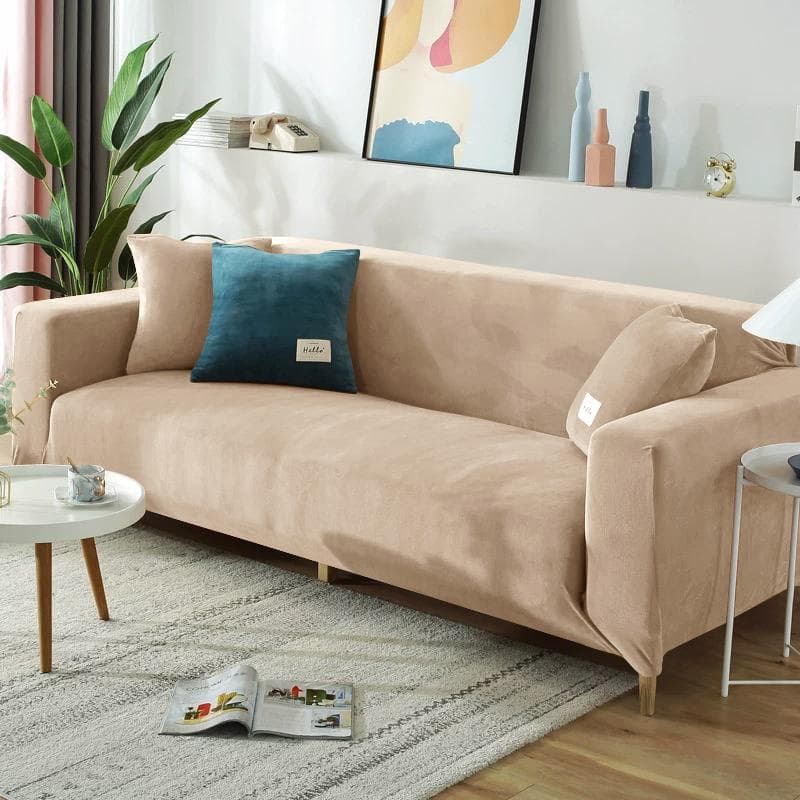 Housse de canapé en peluche velours élastique en forme de L housses de canapé tout compris housse de canapé extensible de couleur unie pour la
