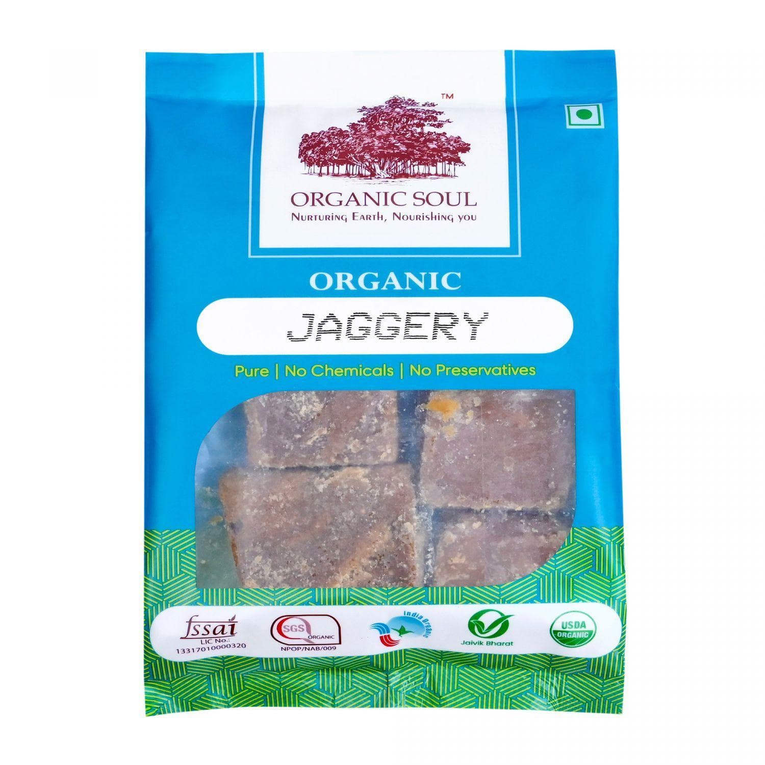 Morceaux de sucre de palme (jaggery) (500g), Jaggery biologique, âme biologique