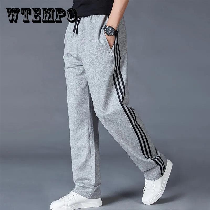 Pantalon de sport pour hommes, droit, ample, rayé, décontracté, grande taille, assorti avec tout, printemps et automne cm