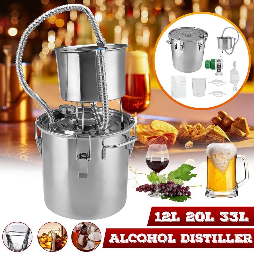 Distillateur en acier inoxydable 12 // 20/33L, brassage à domicile, alcool Moonshine, cuivre, chaudière, eau, huile essentielle, brassage