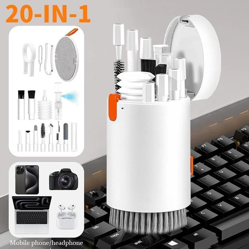 Kits de nettoyage de clavier 20 en 1 Kit d'outils de nettoyage de casque de téléphone Kit de nettoyage de stylo de nettoyage Brosse de nettoyage