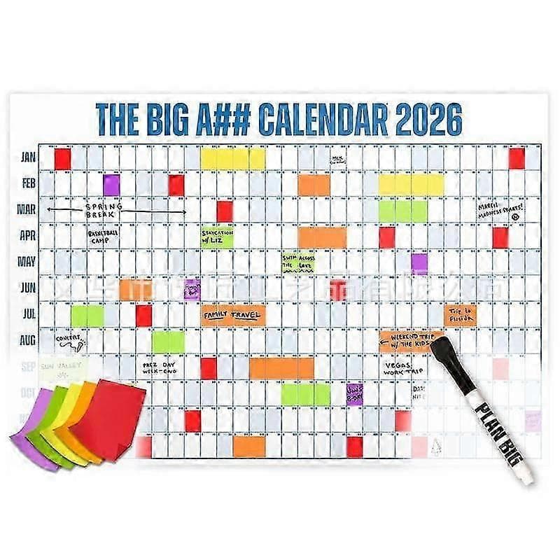 Le Calendrier Big A## 2026 - Calendrier Mural Surdimensionné avec Stylo & Autocollants, Planificateur Mensuel 2026 pour Bureau à Domicile, 33x43