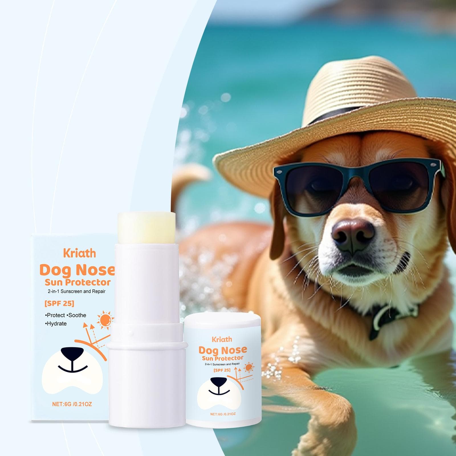 Baume Protection Solaire Nez de Chien Kriath — SPF25 Crème Solaire & Baume Réparateur 2-en-1 au Beurre de Karité et Vitamine E, Crème Protection