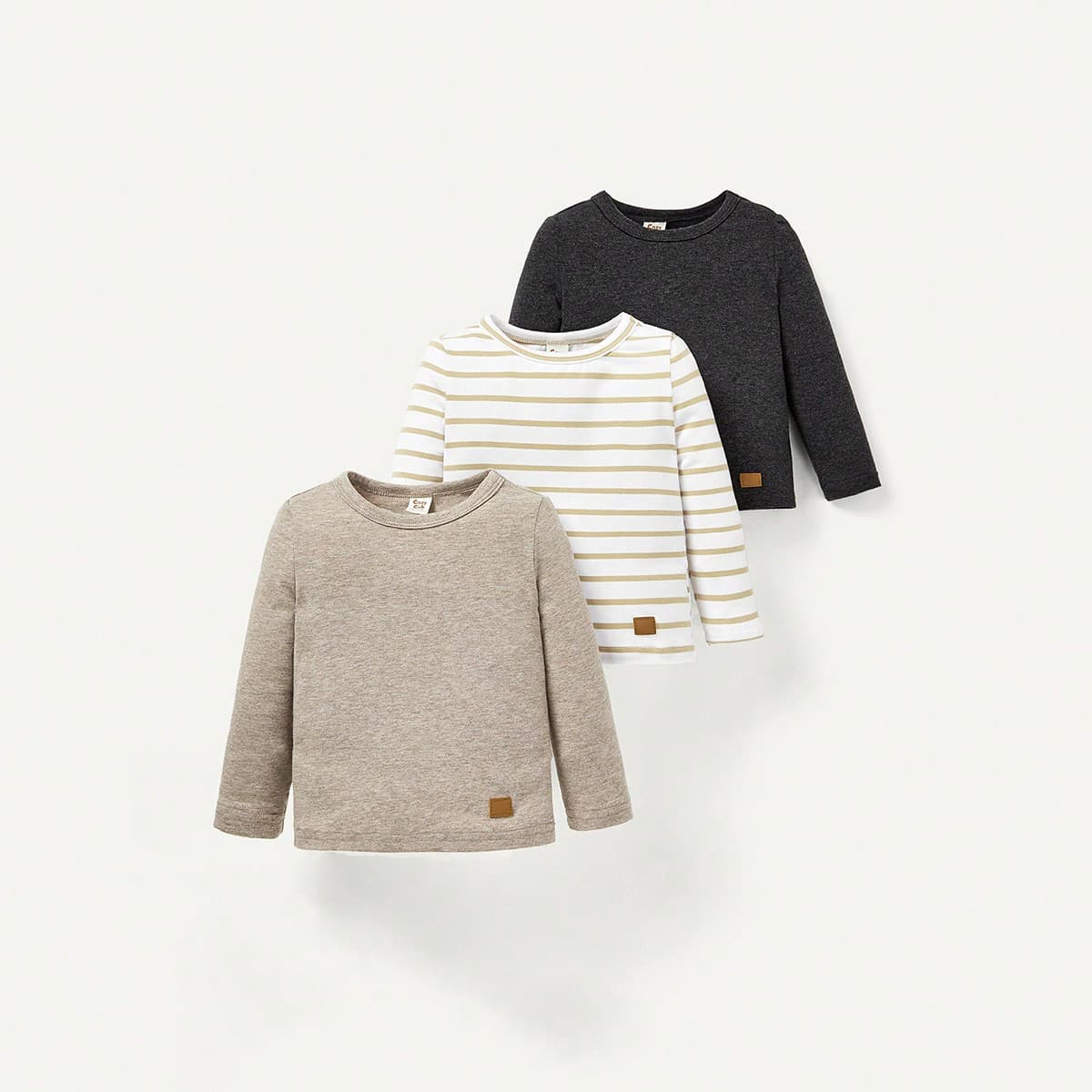 3 pièces/set Pulls à manches longues col rond pour bébés garçons avec épaules standard