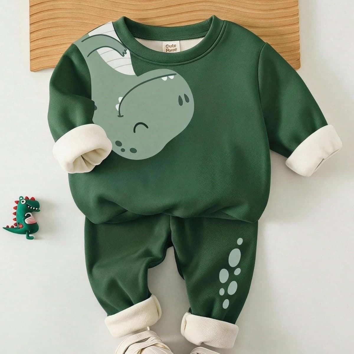 Ensemble décontracté pour bébé garçon, pull tricoté doux à col rond ample avec motif dessin animé minimaliste, adapté pour l'automne/hiver