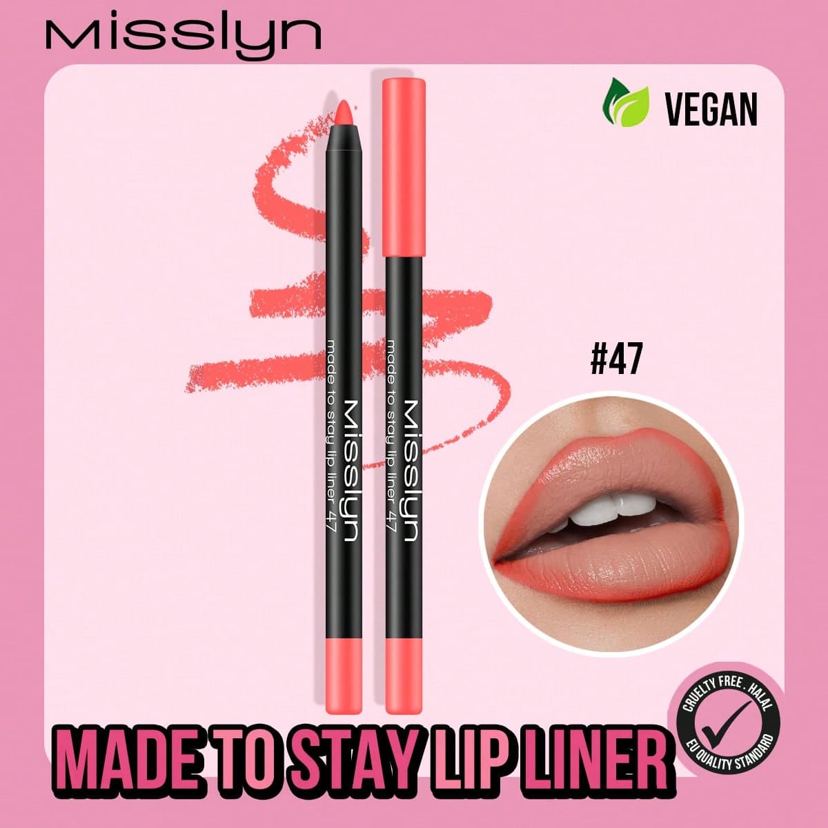 MISSLYN 1 pièce Crayon à lèvres Made To Stay, Crayon à lèvres affûtable, Maquillage à lèvres mat hautement pigmenté, Finition naturelle lisse