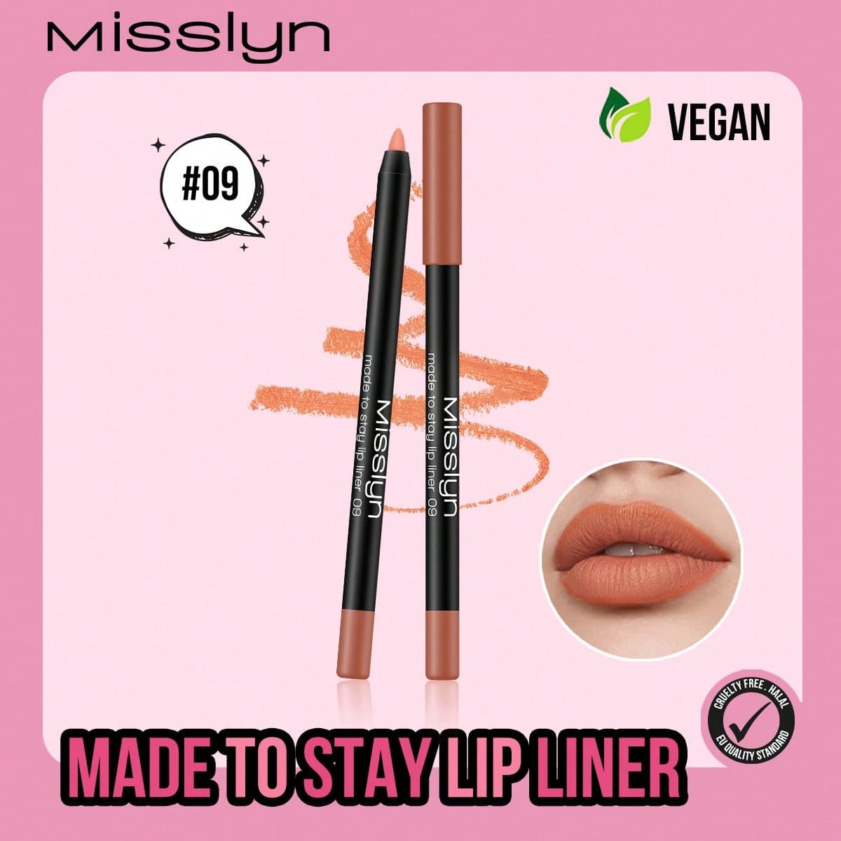 MISSLYN 1 pièce Crayon à lèvres Made To Stay, Crayon à lèvres affûtable, Maquillage à lèvres mat hautement pigmenté, Finition naturelle lisse
