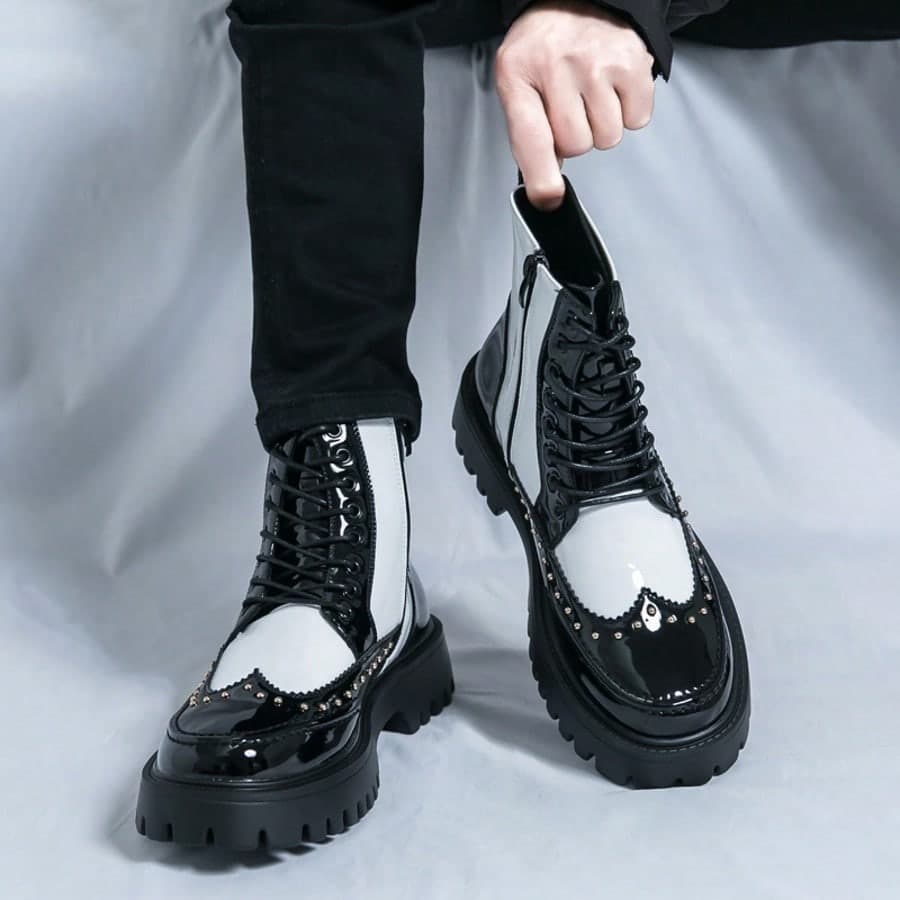 Bottes Chelsea pour hommes, bottes de monte hautes, chaussures montantes en similicuir, style coréen, bottines britanniques, bottes PU pour coiffeur,