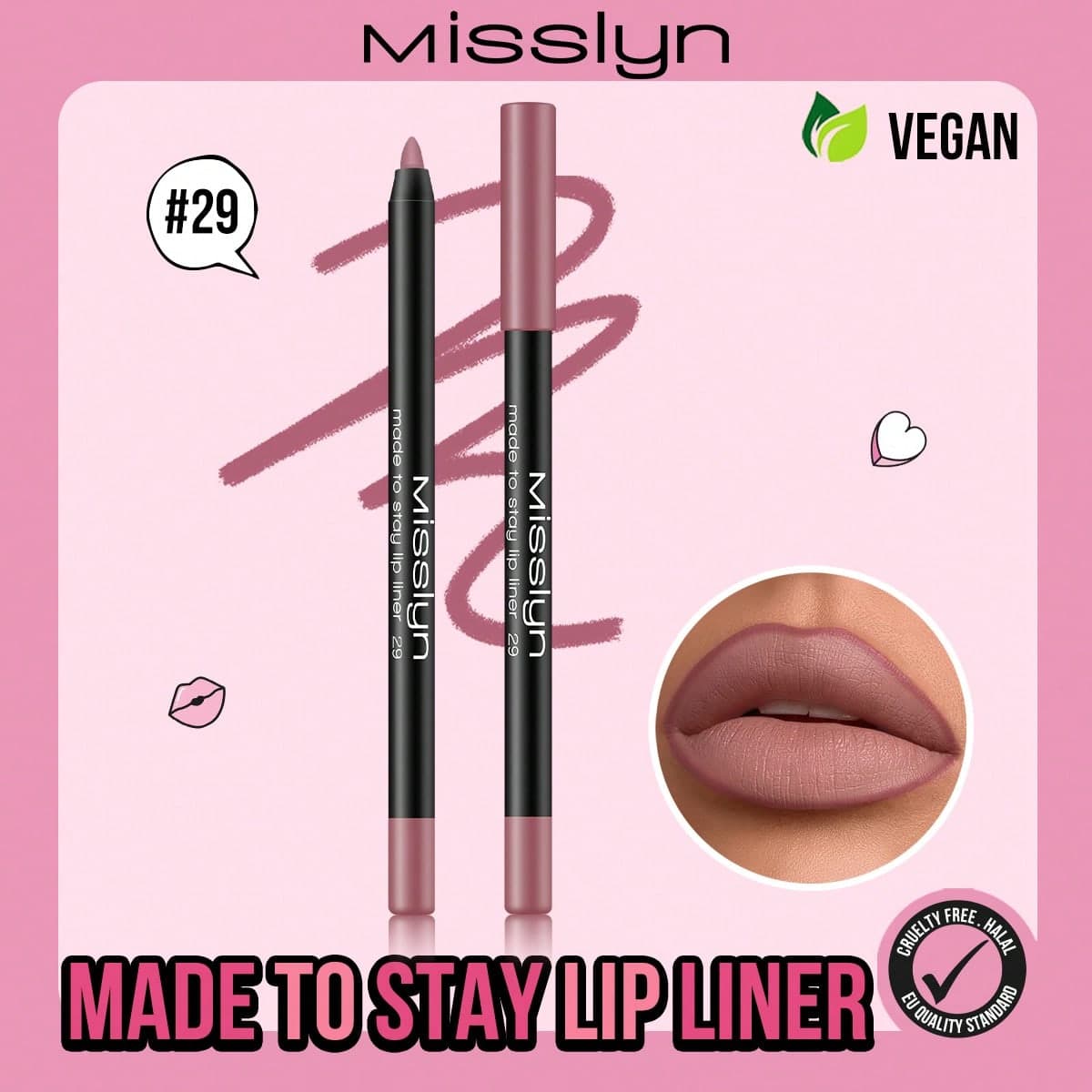 MISSLYN 1 pièce Crayon à lèvres Made To Stay, Crayon à lèvres affûtable, Maquillage à lèvres mat hautement pigmenté, Finition normale lisse