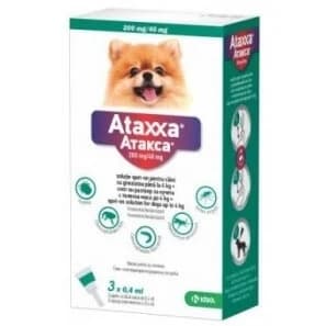 Antiparasitaire externe pour chiens <4 Kg, 100+500 mg/ml, 3 pipettes x 0,4 ml, Ataxxa 40