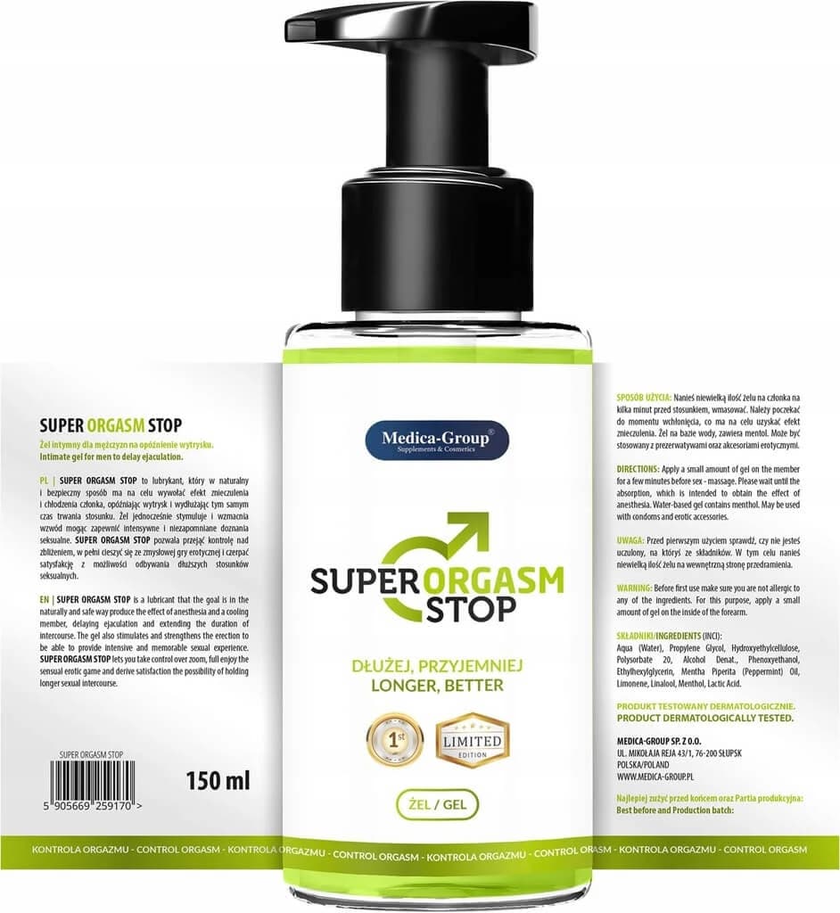 Medica-Group Super Orgasm Stop, gel pour retarder l'éjaculation, 150 ml view 2