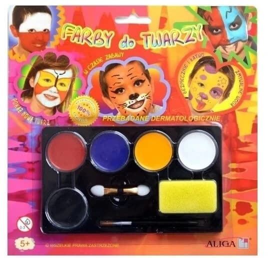 Peintures pour le visage et le corps, 5 couleurs