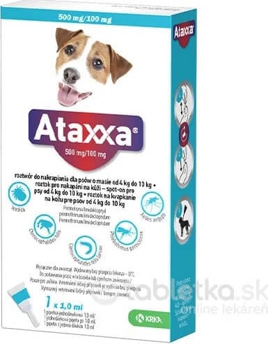 Ataxxa 500 mg/100 mg (chiens de 4 kg à 10 kg) 1×1 ml, solution pour chiens