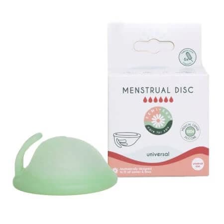 Disque menstruel réutilisable, couleur verte, taille universelle, 1 pièce, FemiEko