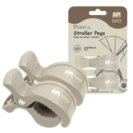 Clips multifonctions pour poussette, Beige, 2 pièces, Sipo