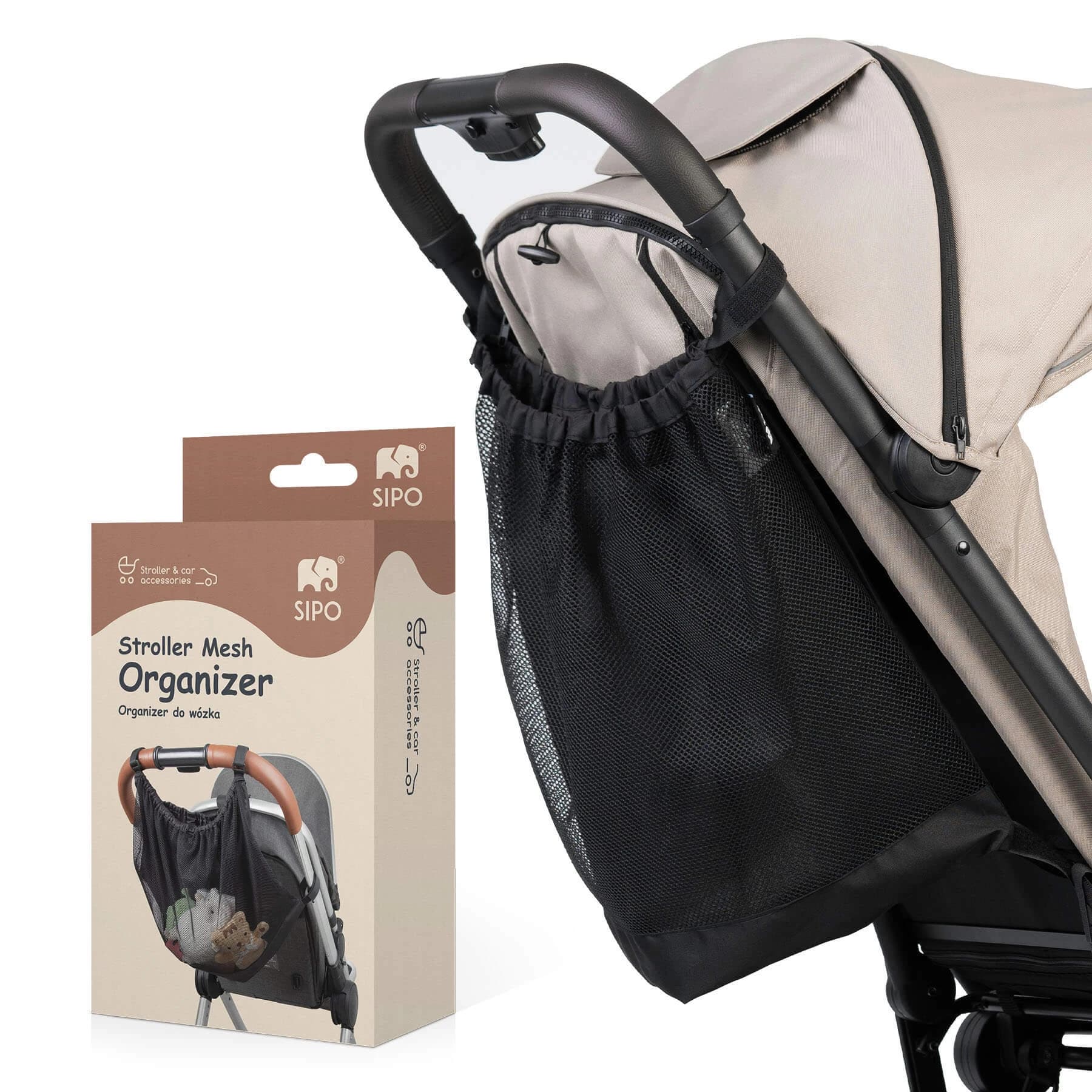 Sipo, organisateur universel en filet - sac trolley, taille XL, noir, 1 pce