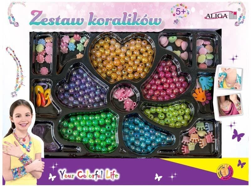 Jeu de perles en plastique de couleurs et de formes variées 650 pièces