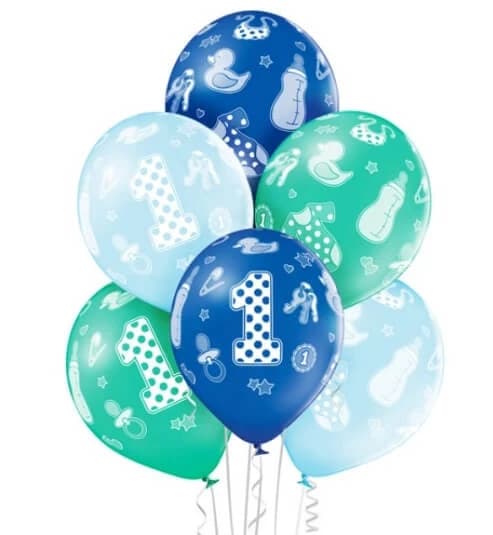 Ballons de baudruche 1er anniversaire 6 pièces