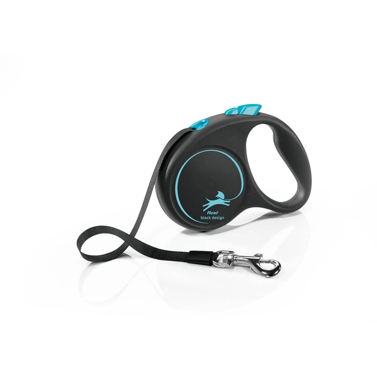 FLEXI Black Design, laisse rétractable, nylon, bleu, S(15kg, 5m)