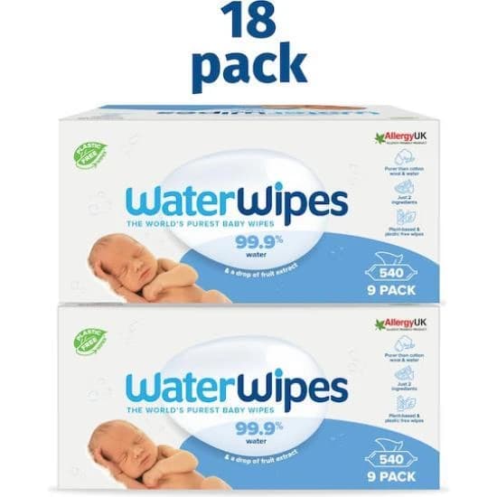 WATERWIPES Lingettes écologiques avec 99,9% d'eau, 60x18=1080 pièces