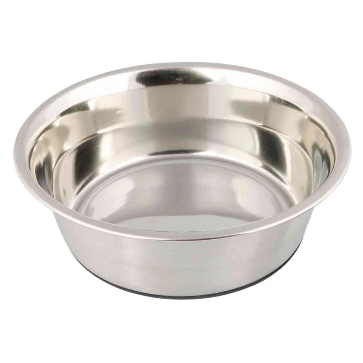 TRIXIE Acier inoxydable, gamelle pour chien, ronde, antidérapante, acier inoxydable, argent, S-M(1l, ⌀17cm)