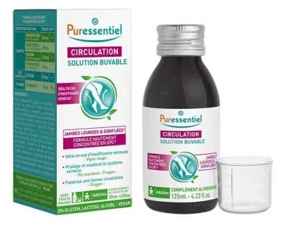 Puressentiel Circulation Solution Buvable Jambes Lourdes & Gonflées 125 ml