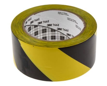 3M Ruban de marquage Scotch 766 Noir, Jaune en Vinyle x 0.13 mm 33 m, 50mm x