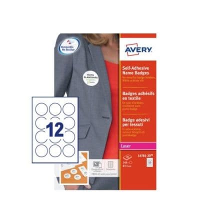 Avery Badge nominatif Blanc en Tissu en acétate Etiquettes 240