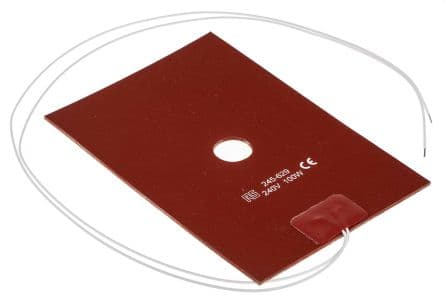 RS PRO Tapis chauffant en silicone, 240V c.a./ 100 W, 150 mm x 100mm