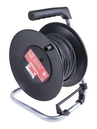 RS PRO Enrouleur cordon de test, 50 m Noir, Connecteurs 4 mm 4 mm CAT 0, CAT II 1000V