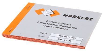 SES Sterling Carnet de marqueurs de câbles, Blanc 38 mm 5mm 80N/cm, Texte : U, 1 à 33, T, V, W, A, C, B, S, R