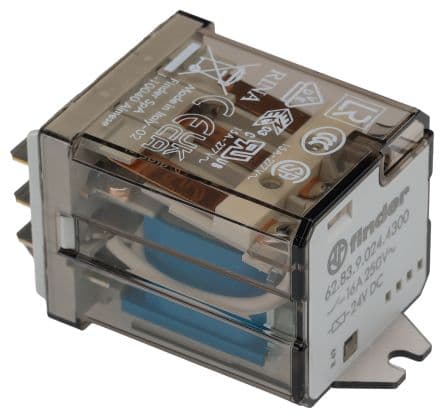 Finder Relais de puissance 62, 3PST Bride de montage, bobine 24V c.c. 16A