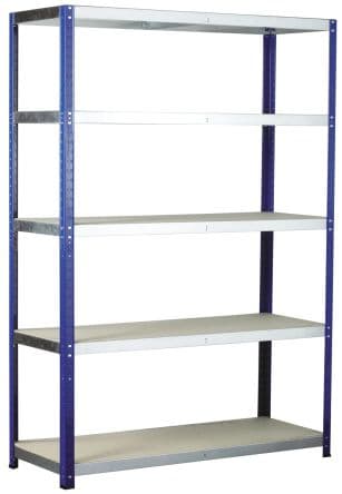 RS PRO Système d'étagères Bleu en Aggloméré, Acier Galvanisé 1800 mm x 900mm x 600 mm, charge 265 kg, 5 niveaux