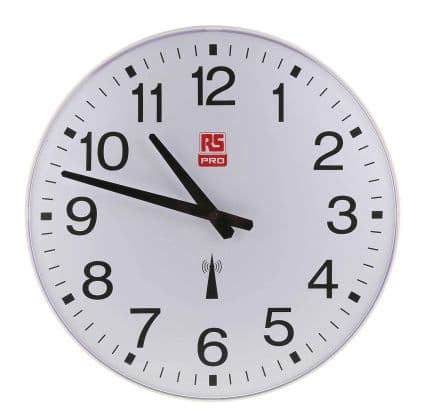 RS PRO Horloge Blanc Radio-contrôlé Mural Batterie, Ø 420 mm