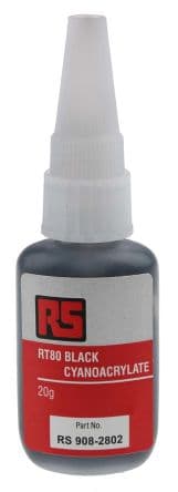 RS PRO Colle extra-forte RS RT80 BLACK CYANOACRYLATE, Colle extra-forte, 20 g