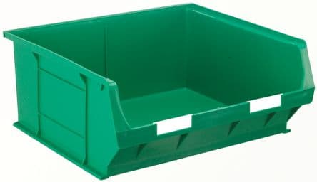 RS PRO Bac de rangement Vert en Polypropylène Portable, 180 mm x 419 mm x 376 mm