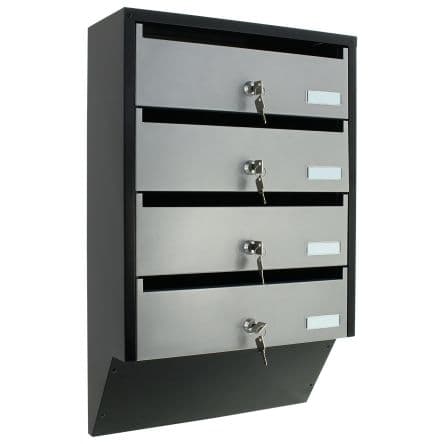 Rottner Comsafe Boîte aux lettres x 600 mm x 385mm, 140 mm Argent, Noir