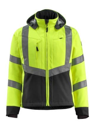 Mascot Workwear Veste Softshell haute visibilité BLACKPOOL, Noir, Vert, Blanc, Jaune, Homme, taille S